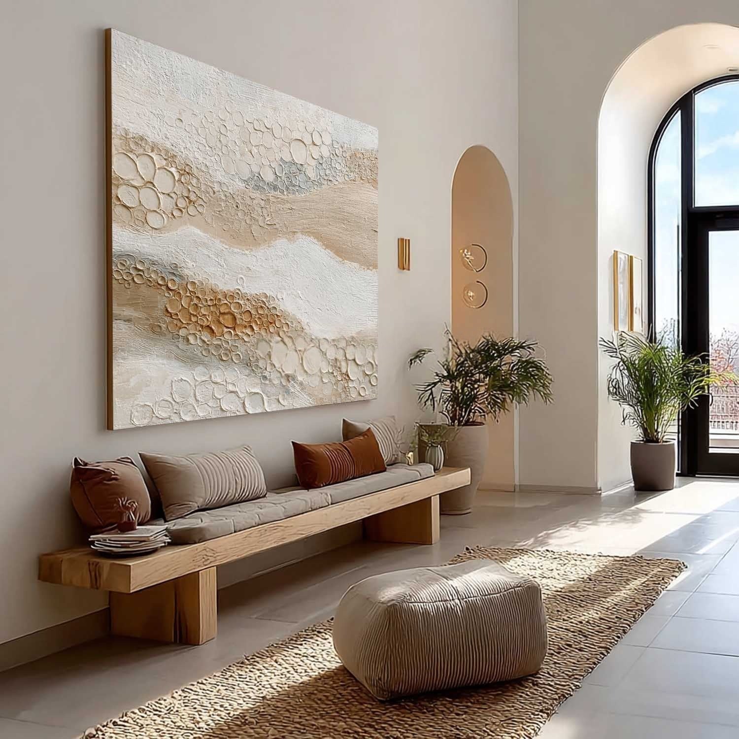 Wall Art Neutral Bubble Textured Wave