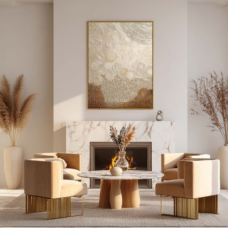 Wall Art Neutral Patchwork Bas-Relief Oil Painting