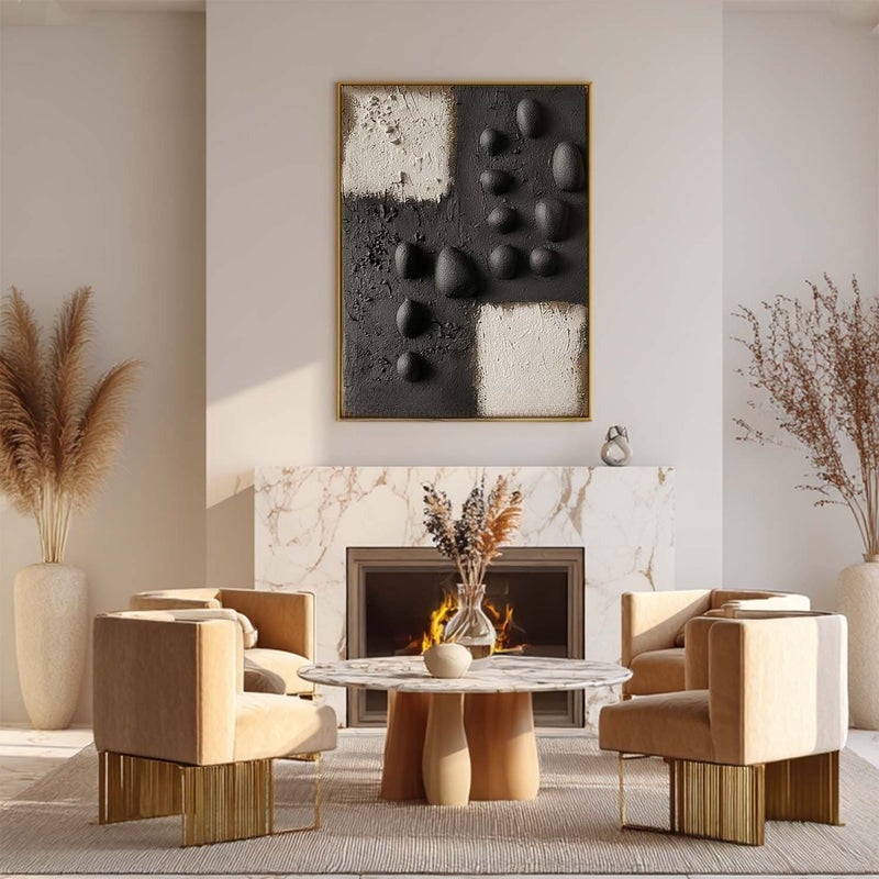 Wall Art Monochrome Block Bas-Relief Abstract Painting