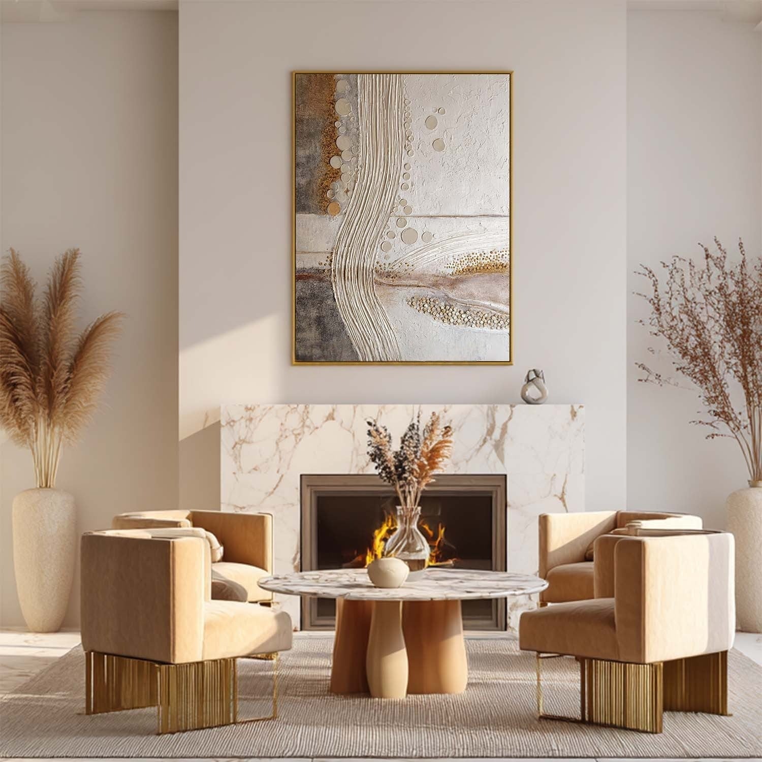 Wall Art River Stone Abstract Neutral