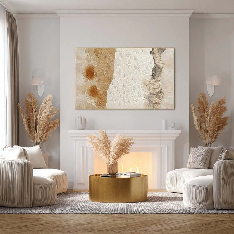 Beige White Organic Abstract Painting