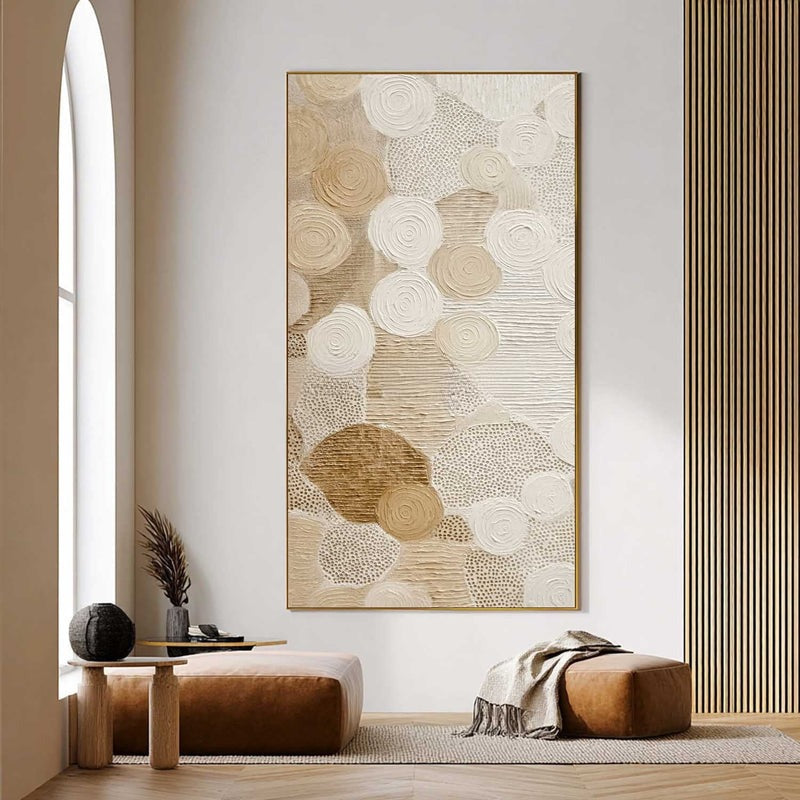 Beige White Organic Abstract Painting