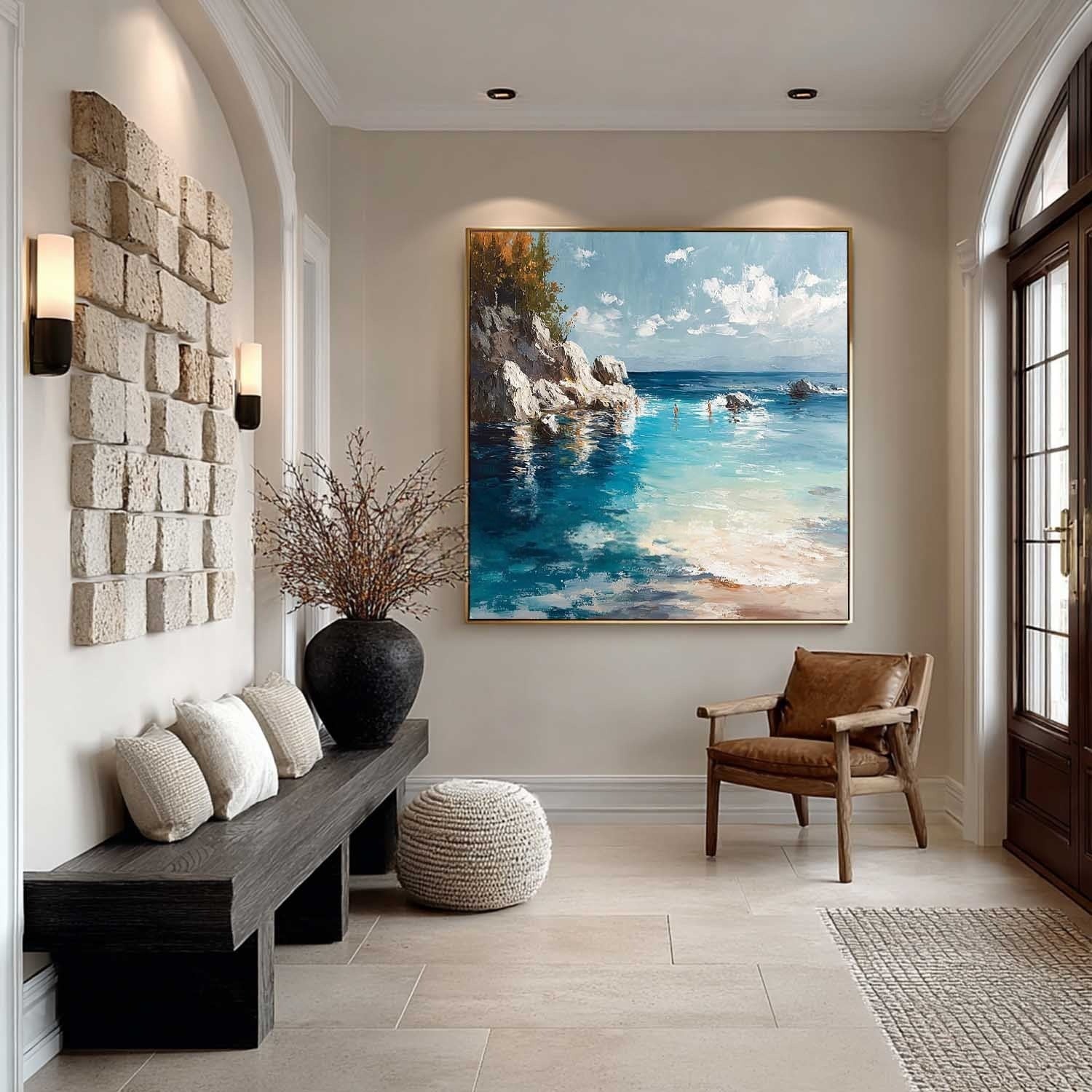 Cliffside Bay Impasto Painting
