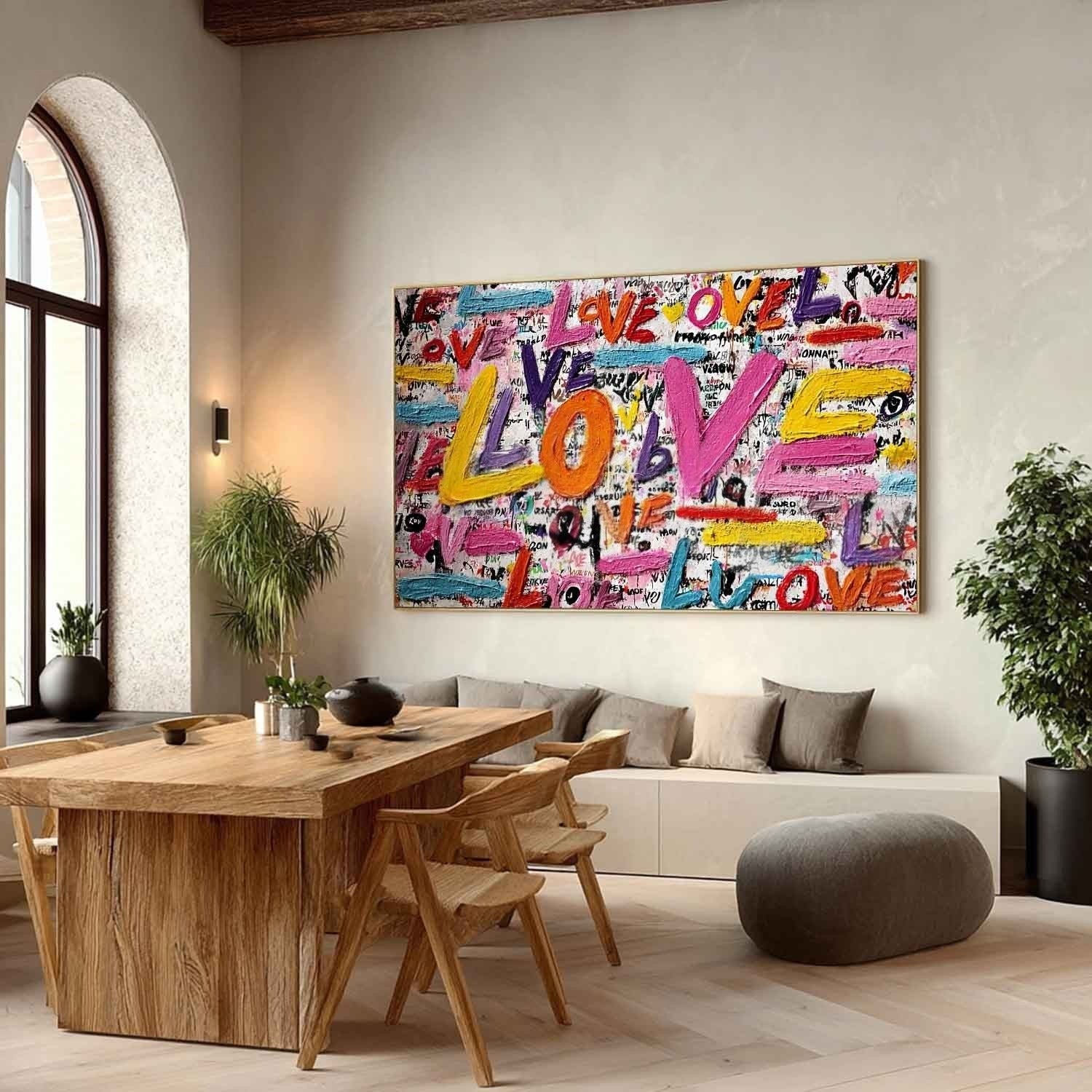 Graffiti Style Love Pop Art Impasto Painting