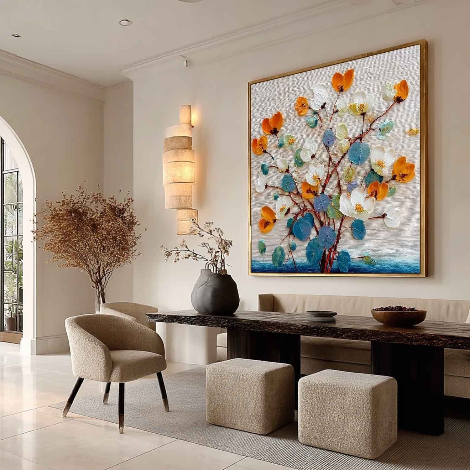 Autumn Blossom Impasto Painting