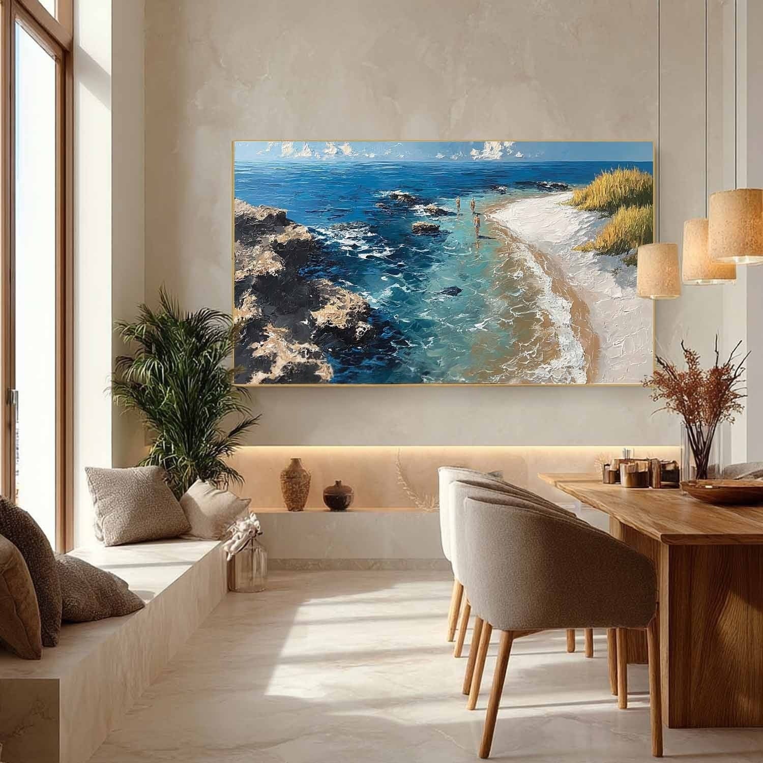 Cliffside Beach Impasto Painting
