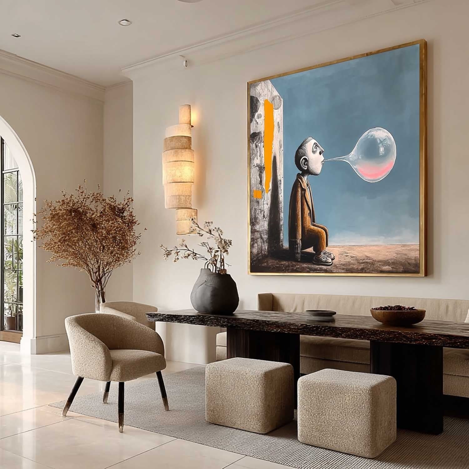 Wall Art Surreal Bubble Man Figure Oil Painting