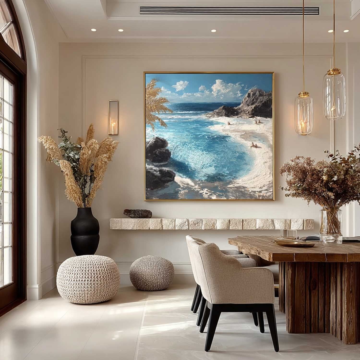 Tropical Secluded Cove Impasto Painting
