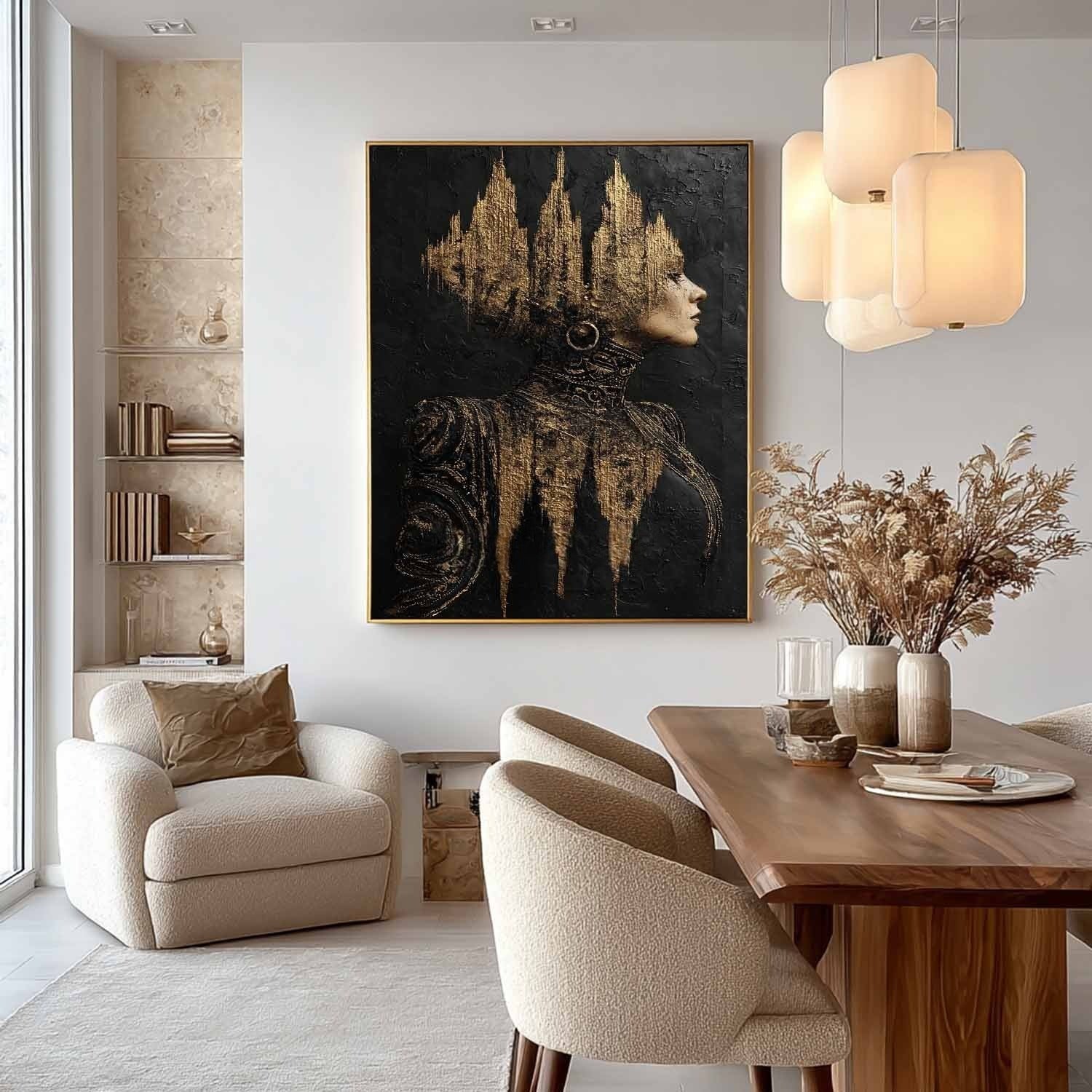 Golden Empress Mixed Media Painting