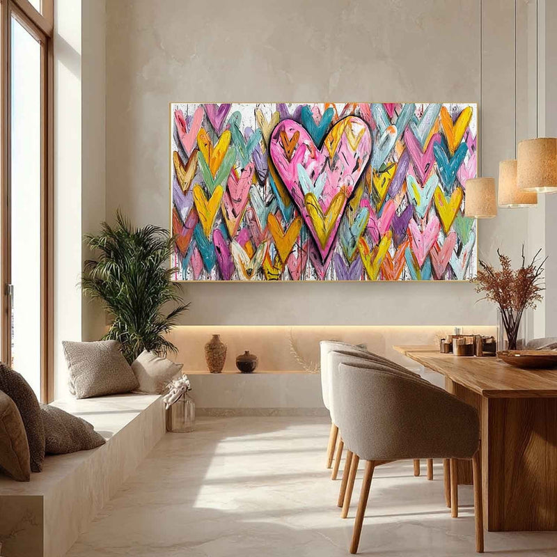 Wide Chevron Heart Impasto Painting
