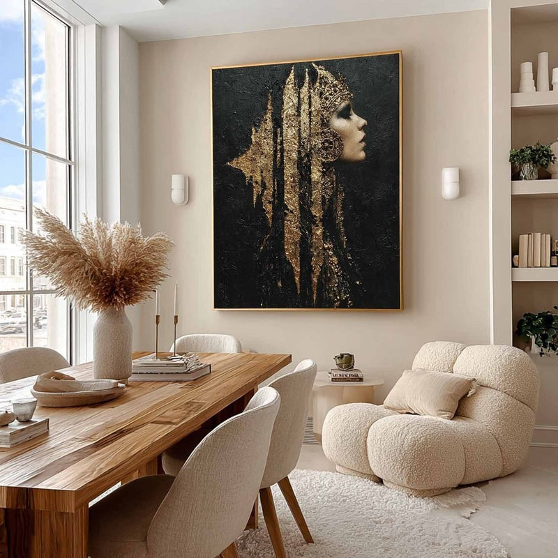 Wall Art Black Gold Queen Profile Portrait