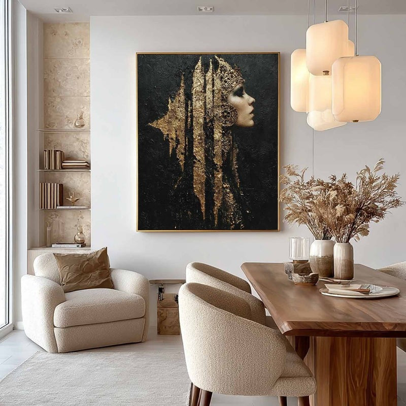 Wall Art Black Gold Queen Profile Portrait