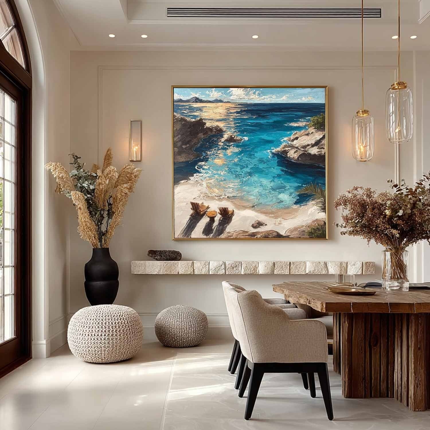 Wall Art Coastal Cove Beach Chairs Turquoise Ocean
