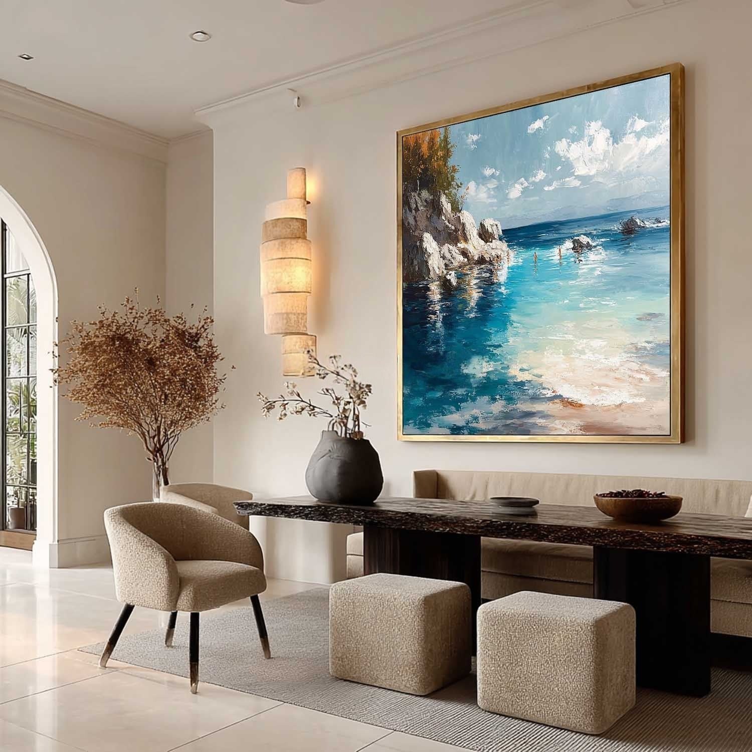 Cliffside Bay Impasto Painting
