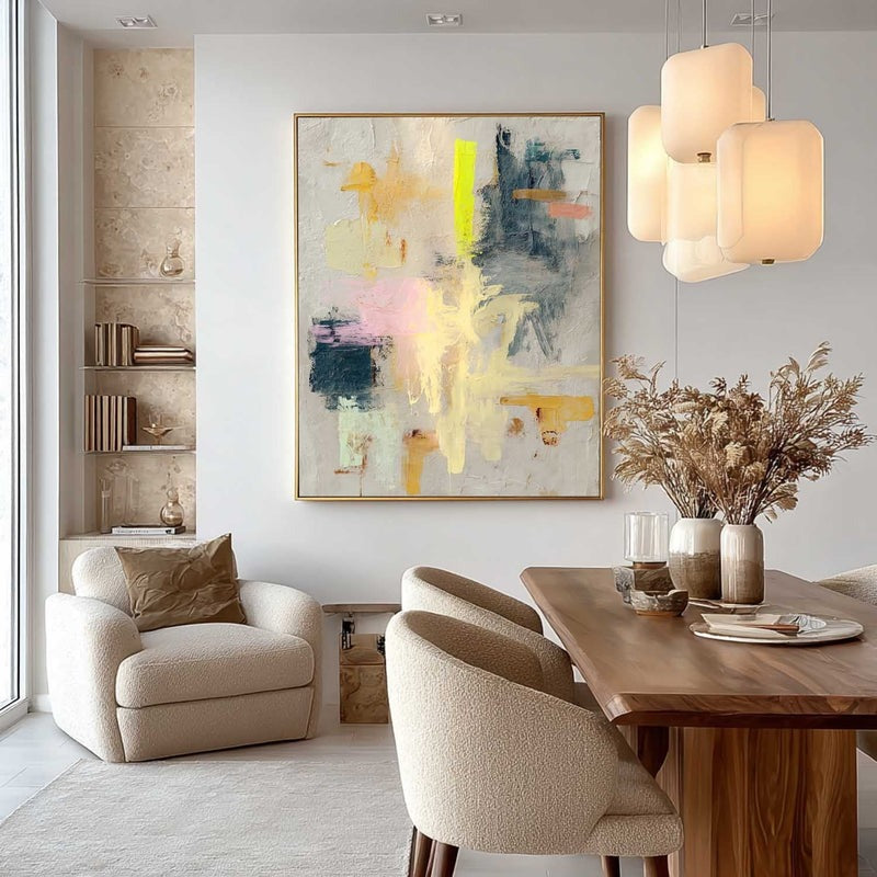 Wall Art Pastel Abstract Yellow Pink Teal