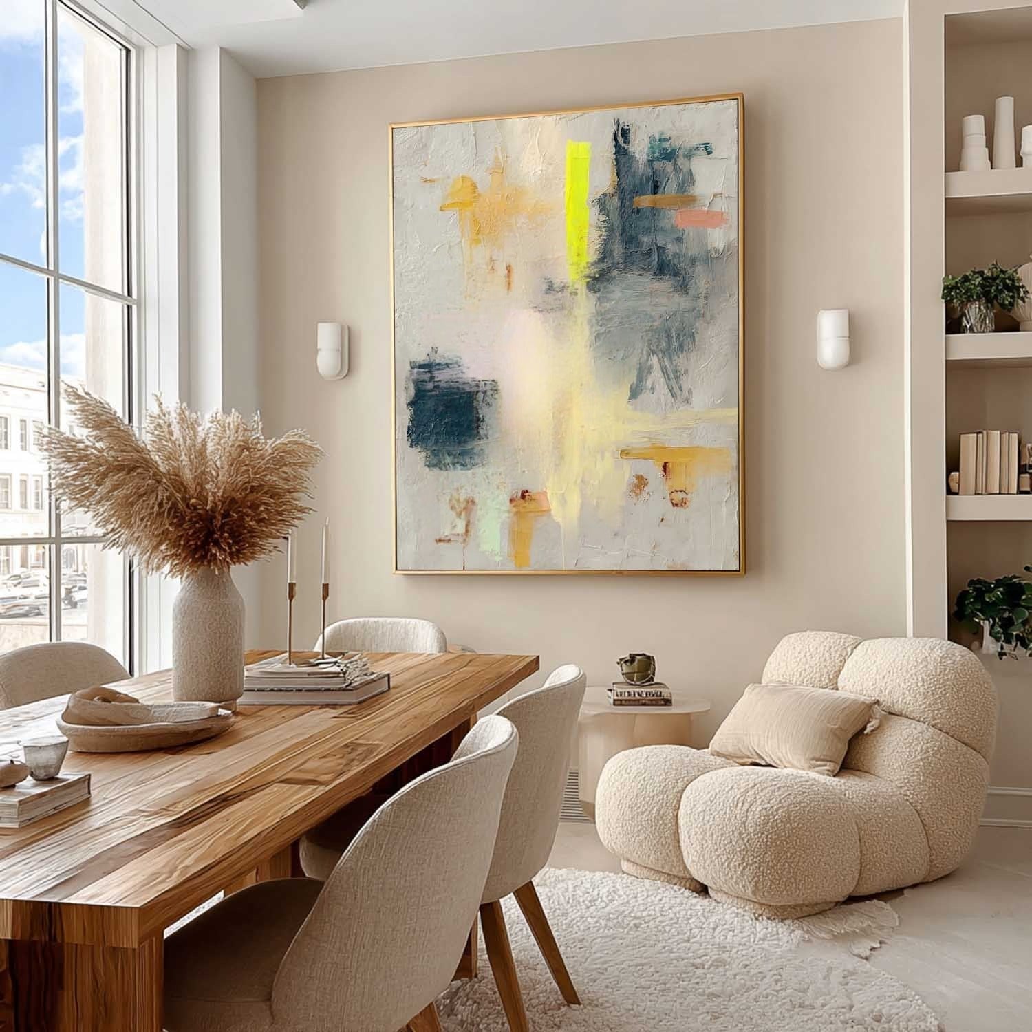Wall Art Pastel Abstract Yellow Pink Teal