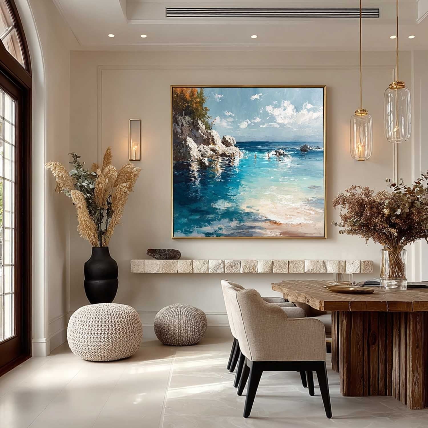 Cliffside Bay Impasto Painting