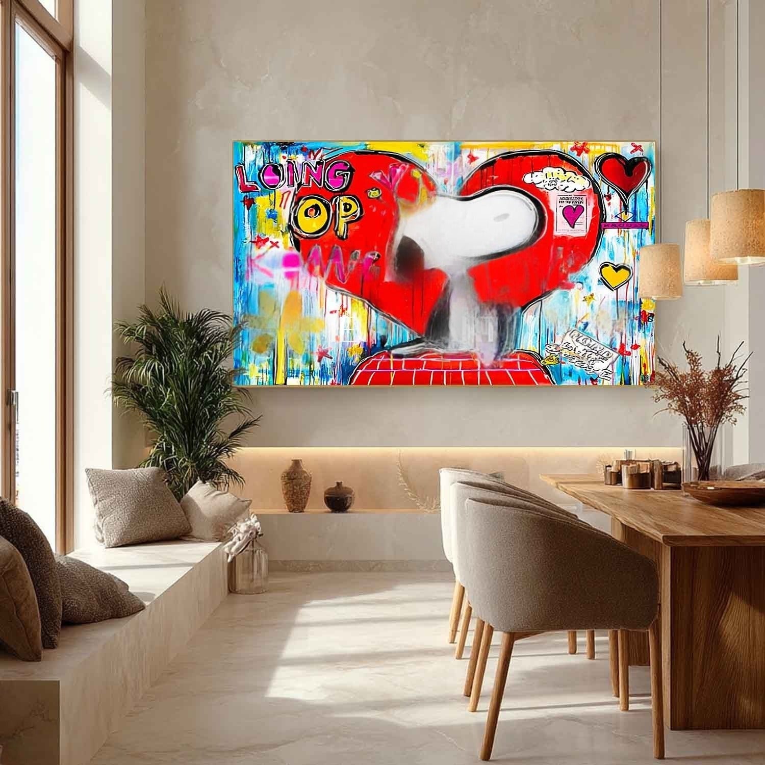Snoopy King of Hearts Pop Art Impasto Painting