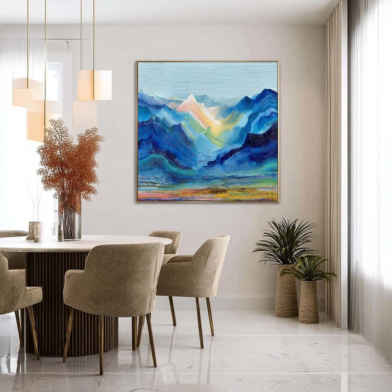 Wall Art Impressionist Abstract Sunlit Mountain