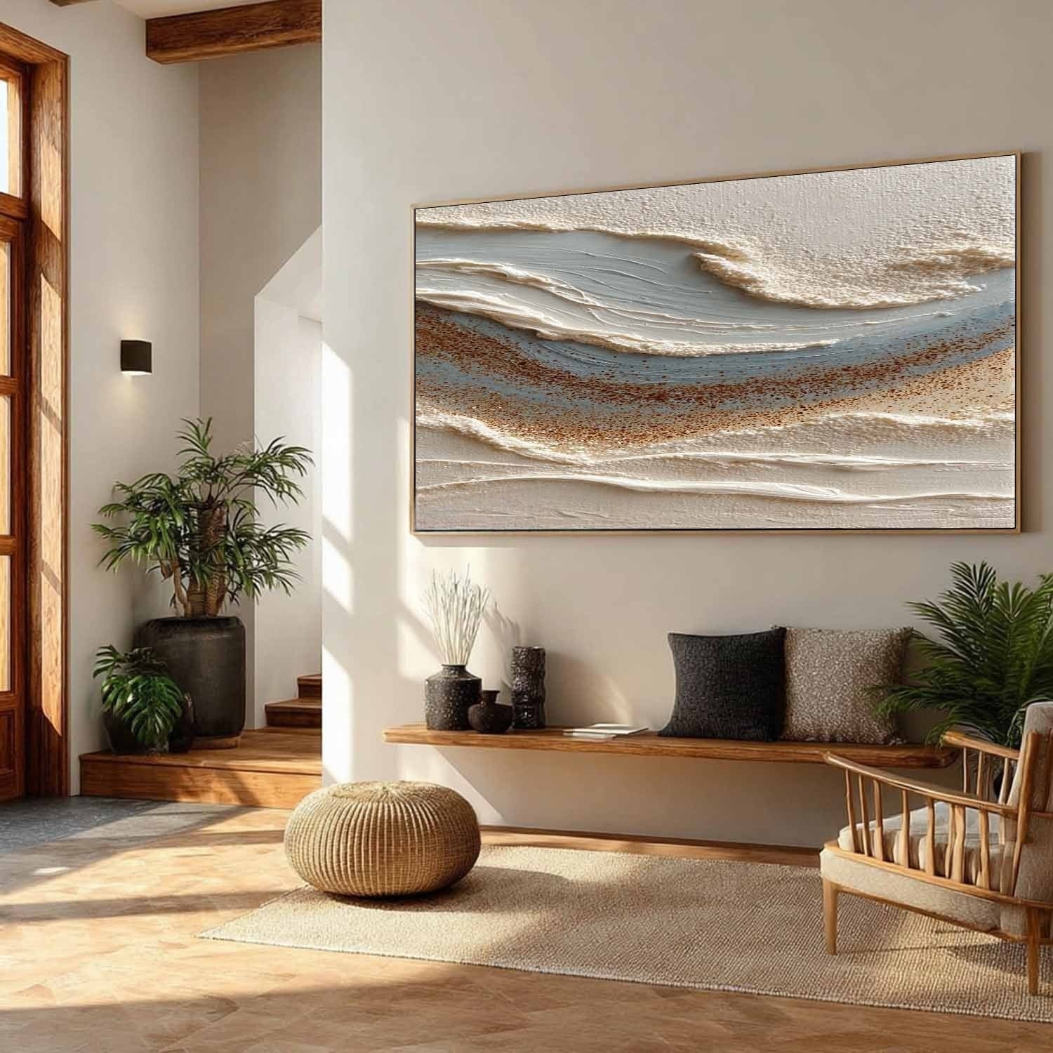 Wall Art Abstract Coastal Sand Wave Beige