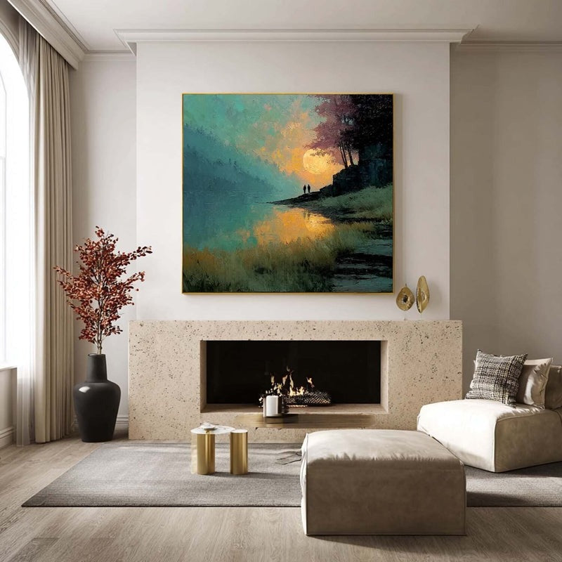 Wall Art Moon Lake Landscape Painting