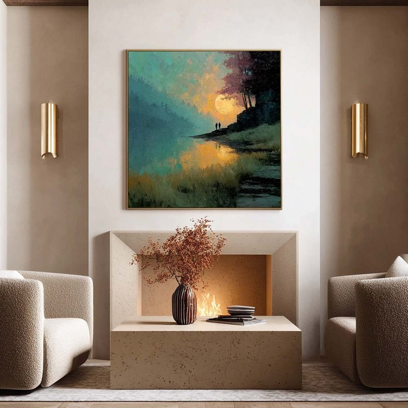 Wall Art Moon Lake Landscape Painting