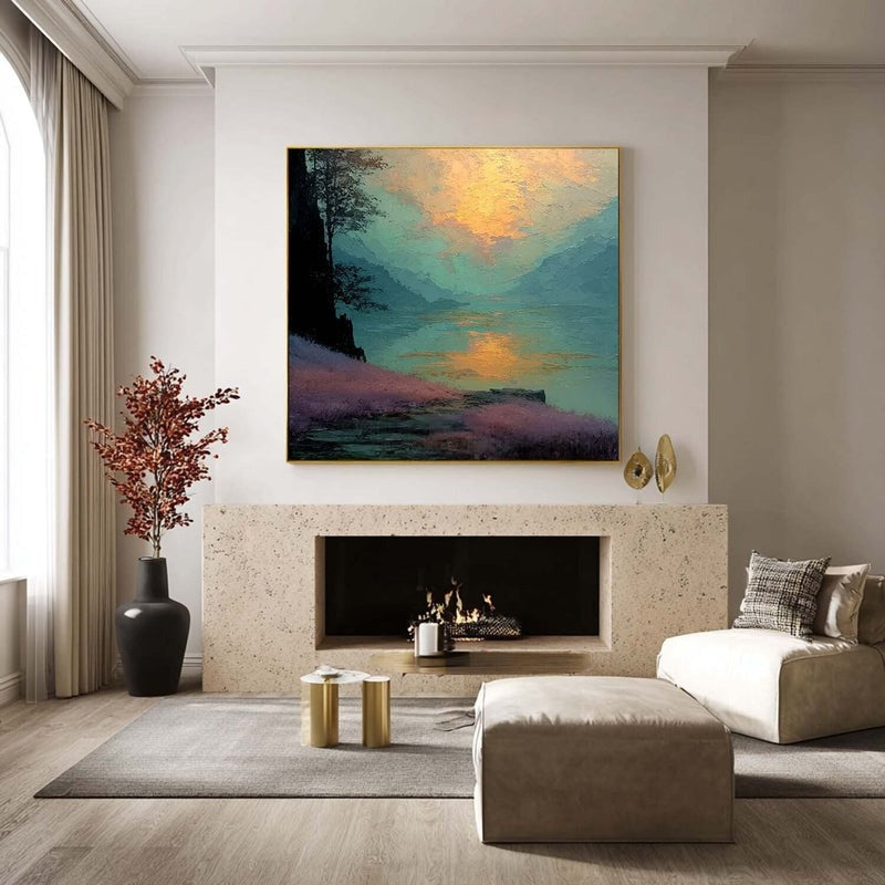 Wall Art Moon Lake Landscape Painting