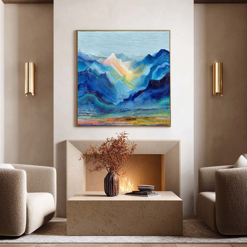 Wall Art Impressionist Abstract Sunlit Mountain