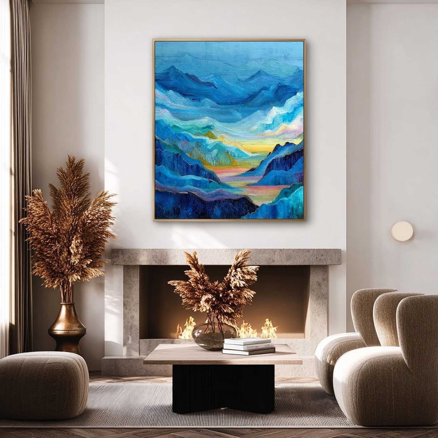Wall Art Textured Mountain Landscape Oil Painting