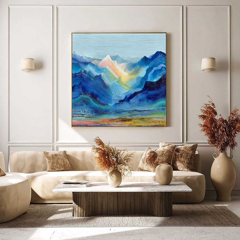 Wall Art Impressionist Abstract Sunlit Mountain