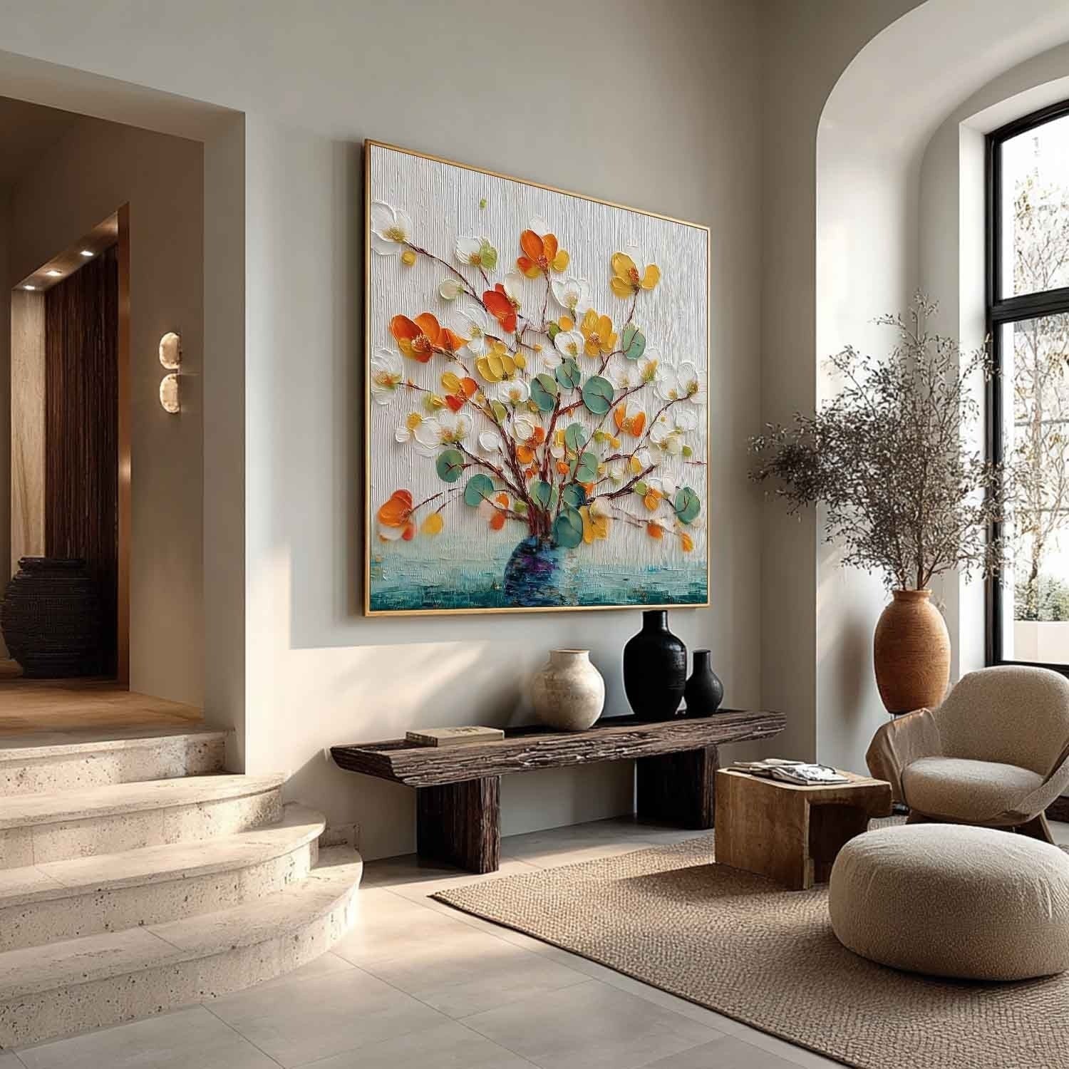 Autumn Blossom in Vase 3D Impasto Painting