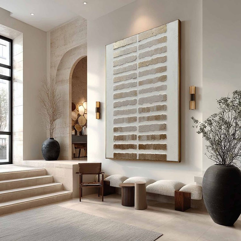Wall Art Minimalist Horizontal Stripe Gold