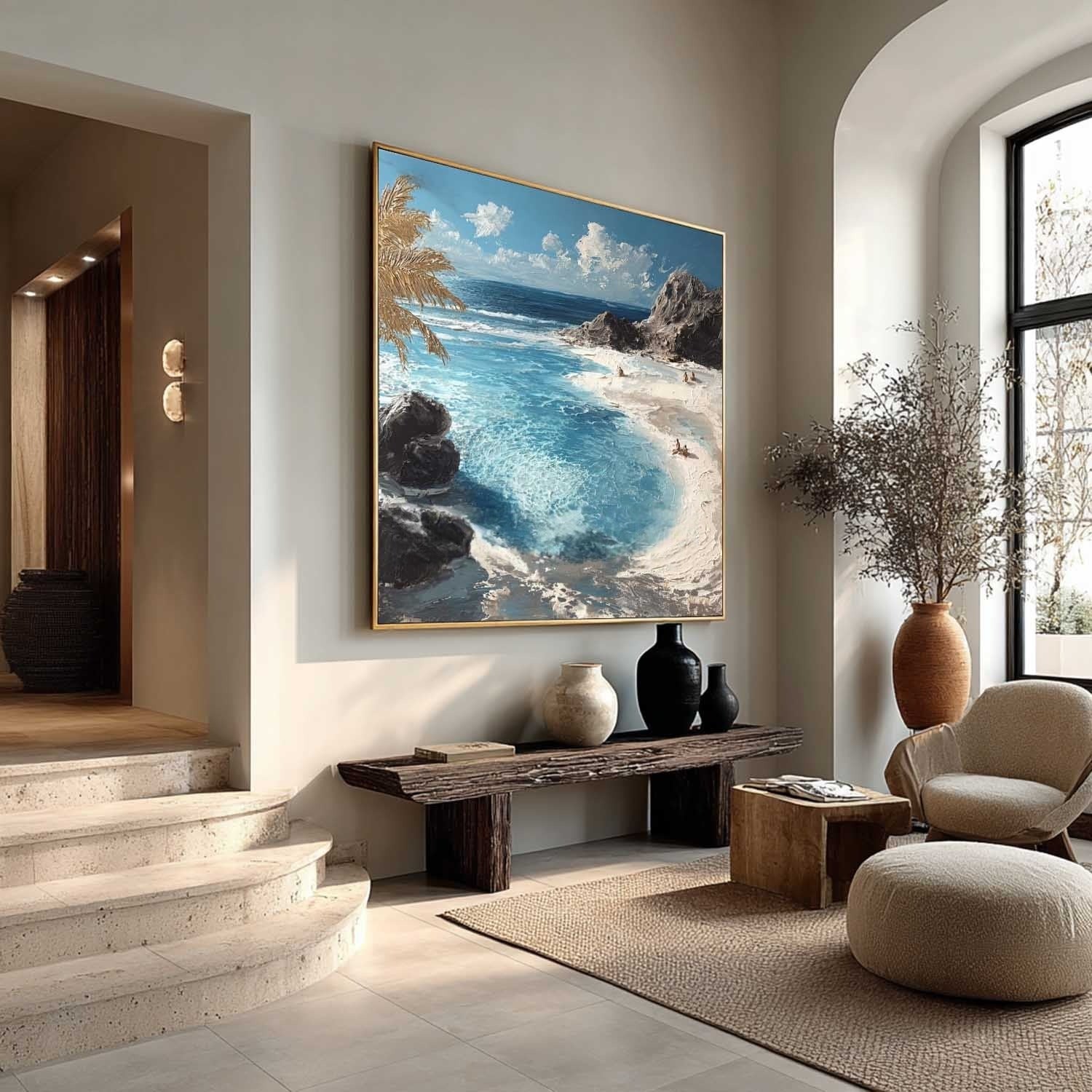 Tropical Secluded Cove Impasto Painting