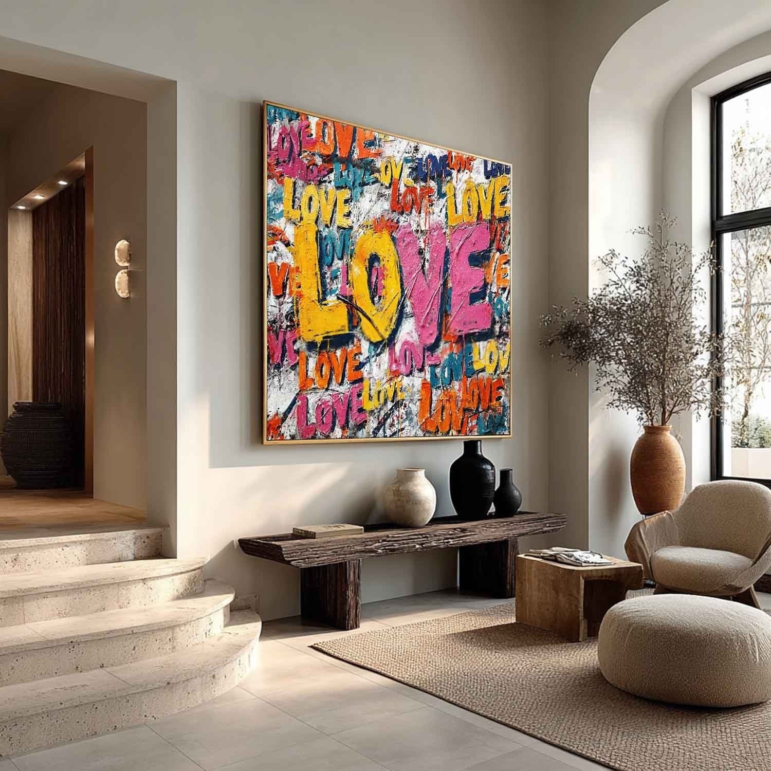 Graffiti Love Pop Art Impasto Painting