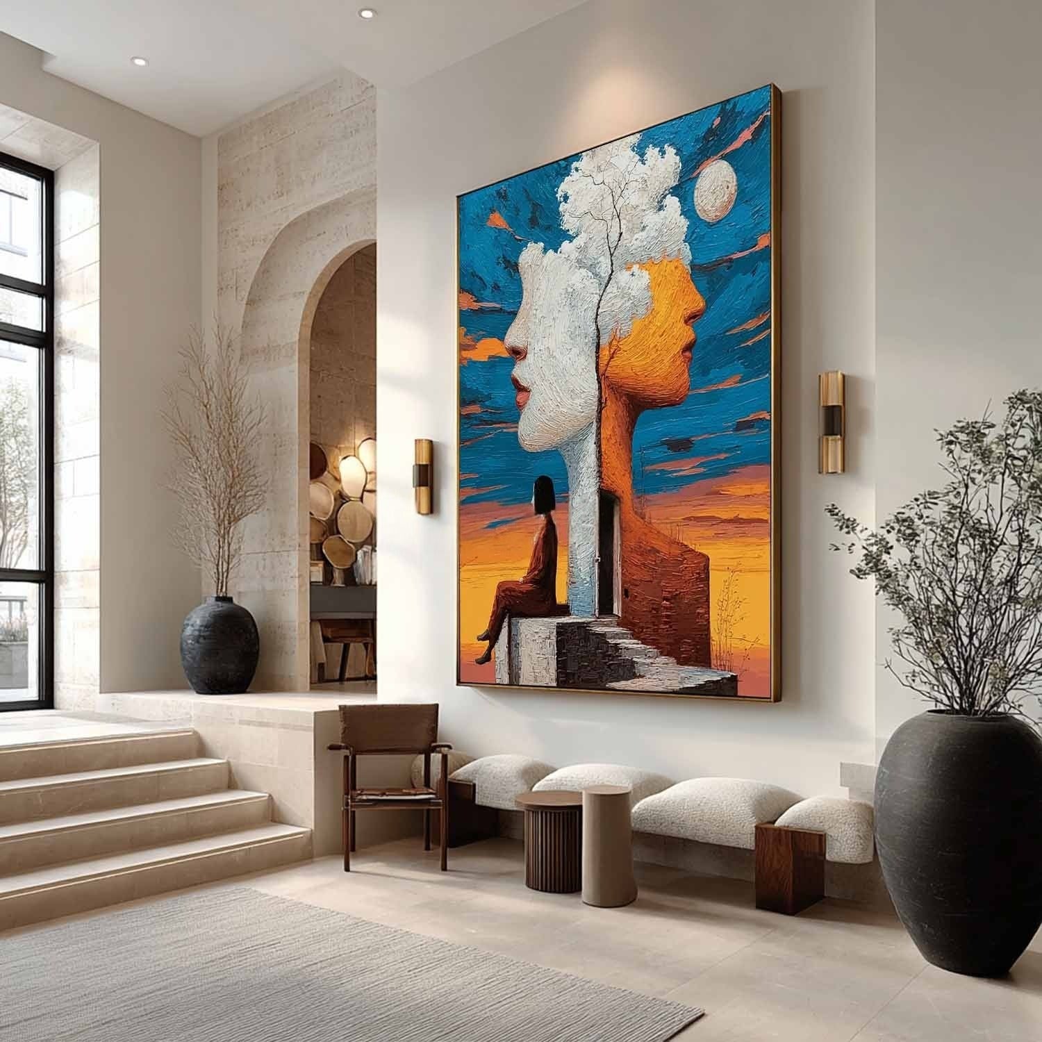 Wall Art Surreal Double Face Tree Figure