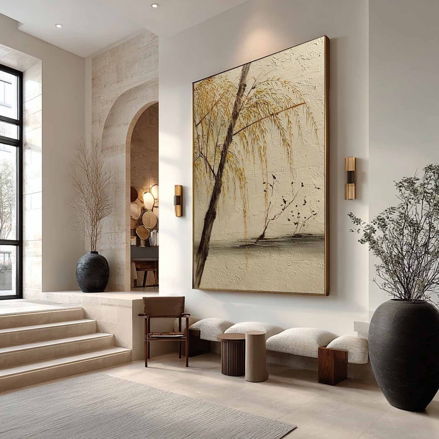 Autumn Willow Lake 3D Impasto Painting