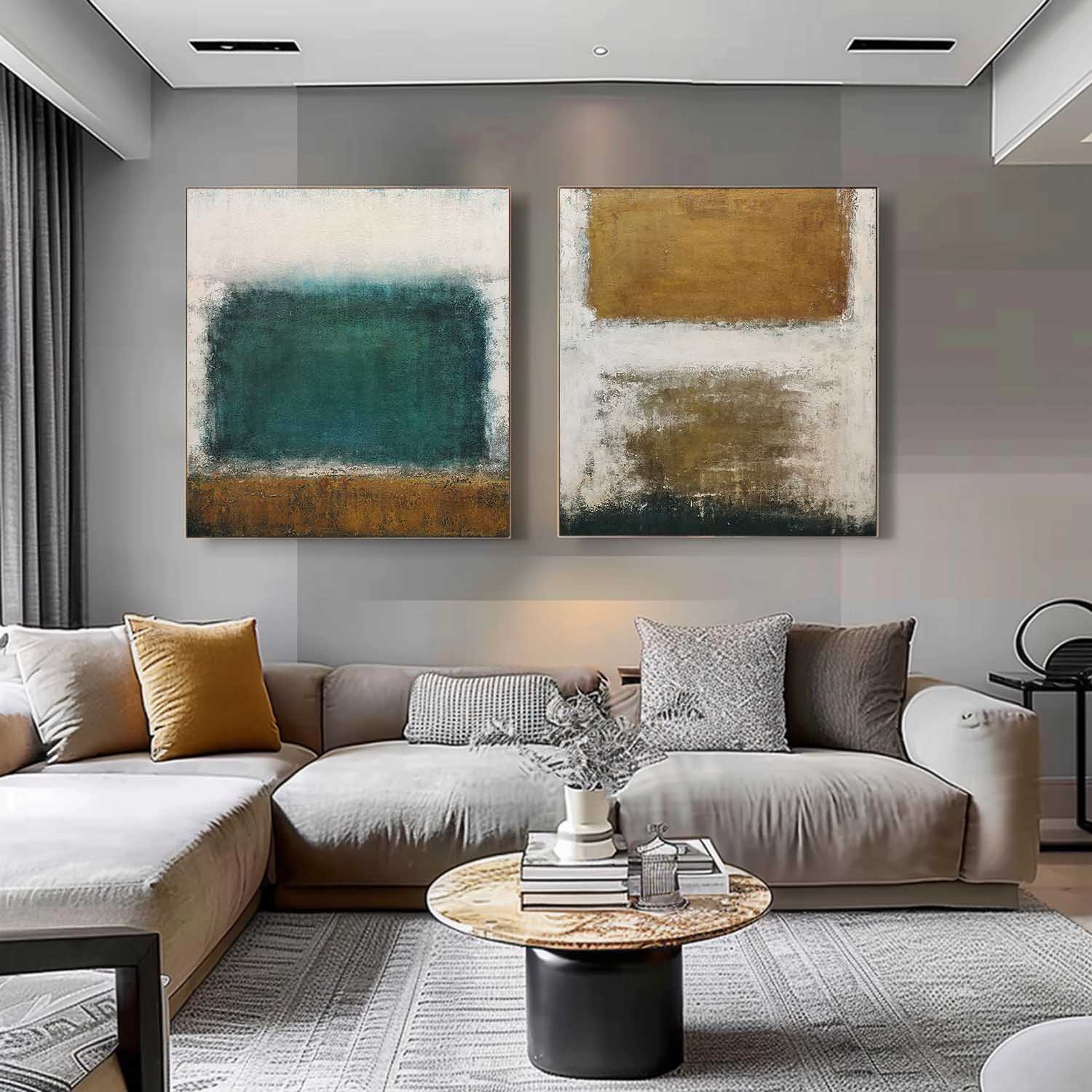 Rothko-Inspired Color Field 2-Piece Painting Set
