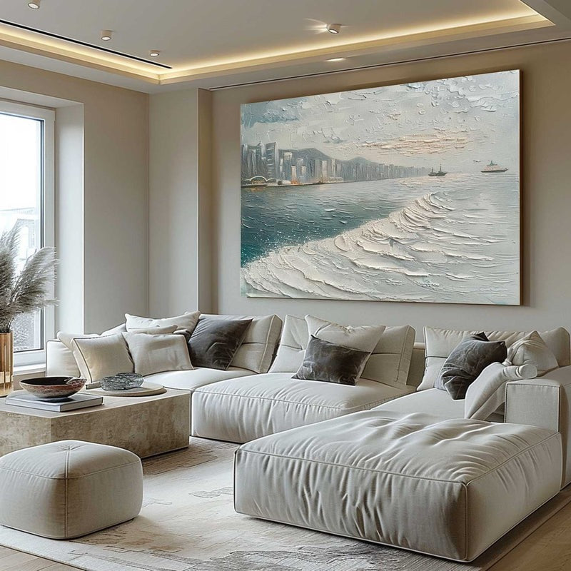 Wall Art Impressionist Coastal Harbor Skyline