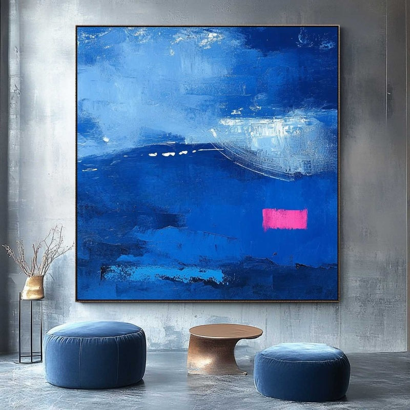 Wall Art Calming Textured Deep Blue