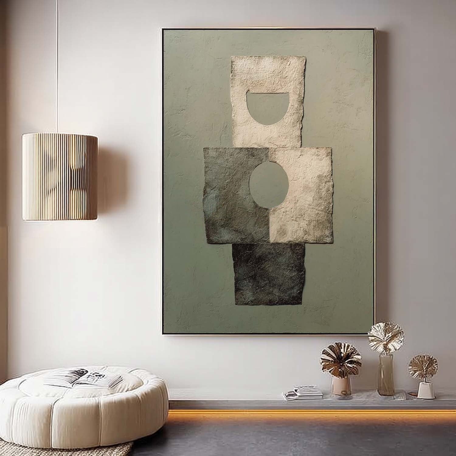Wabi-Sabi Geometric Abstract Texture Painting