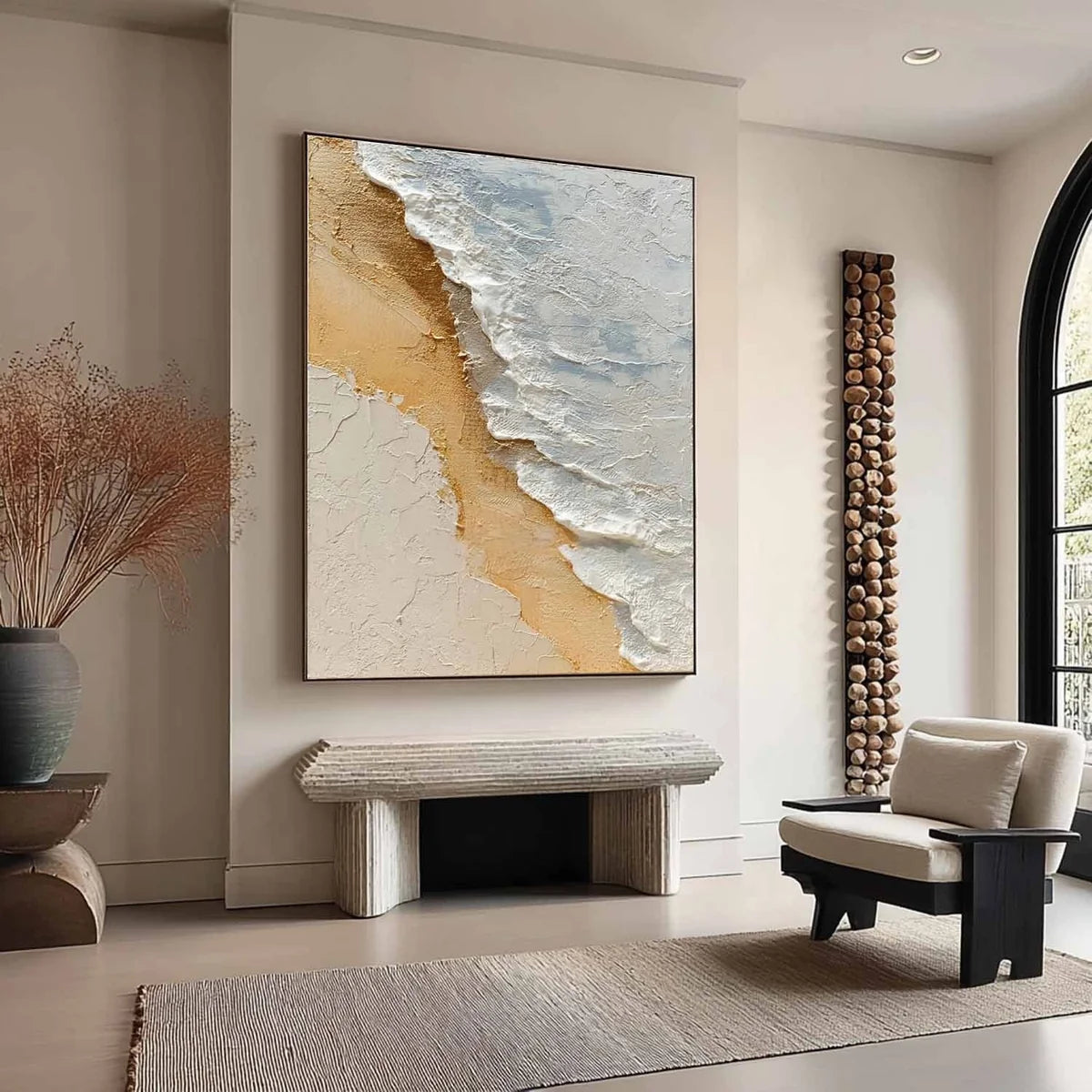 Aerial Beach Shoreline Impasto Painting