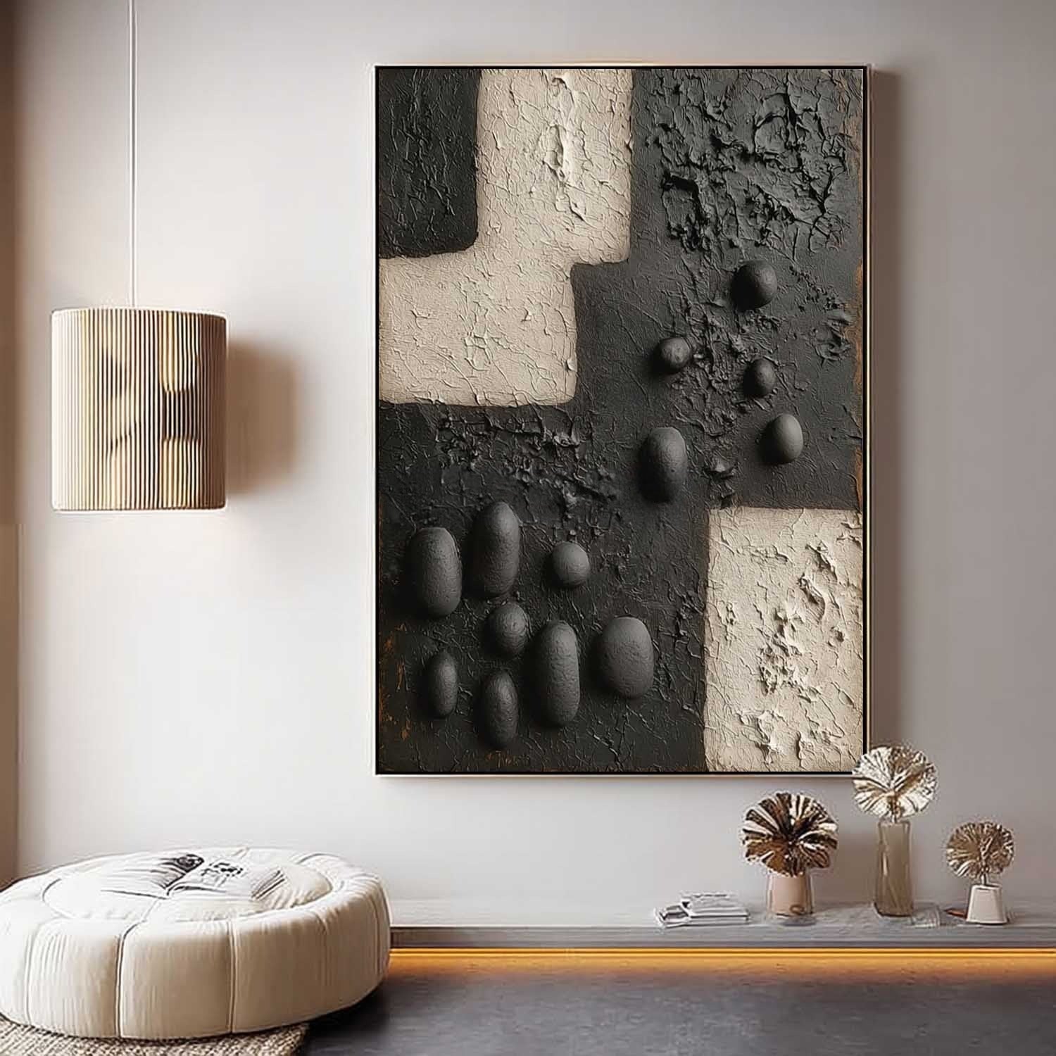 Wall Art Vertical 3D Geometric Pebble