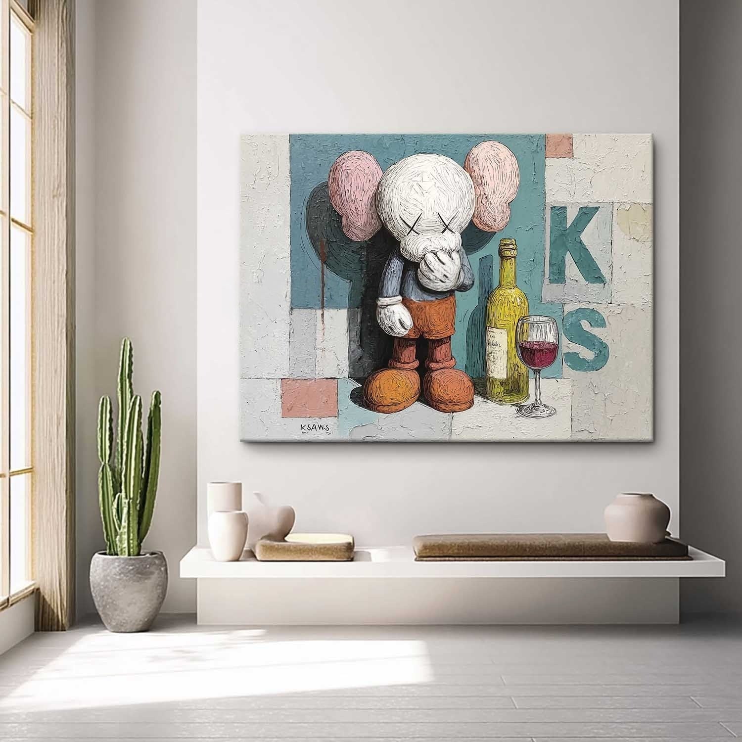 Wall Art Playful Textured Kaws Companion