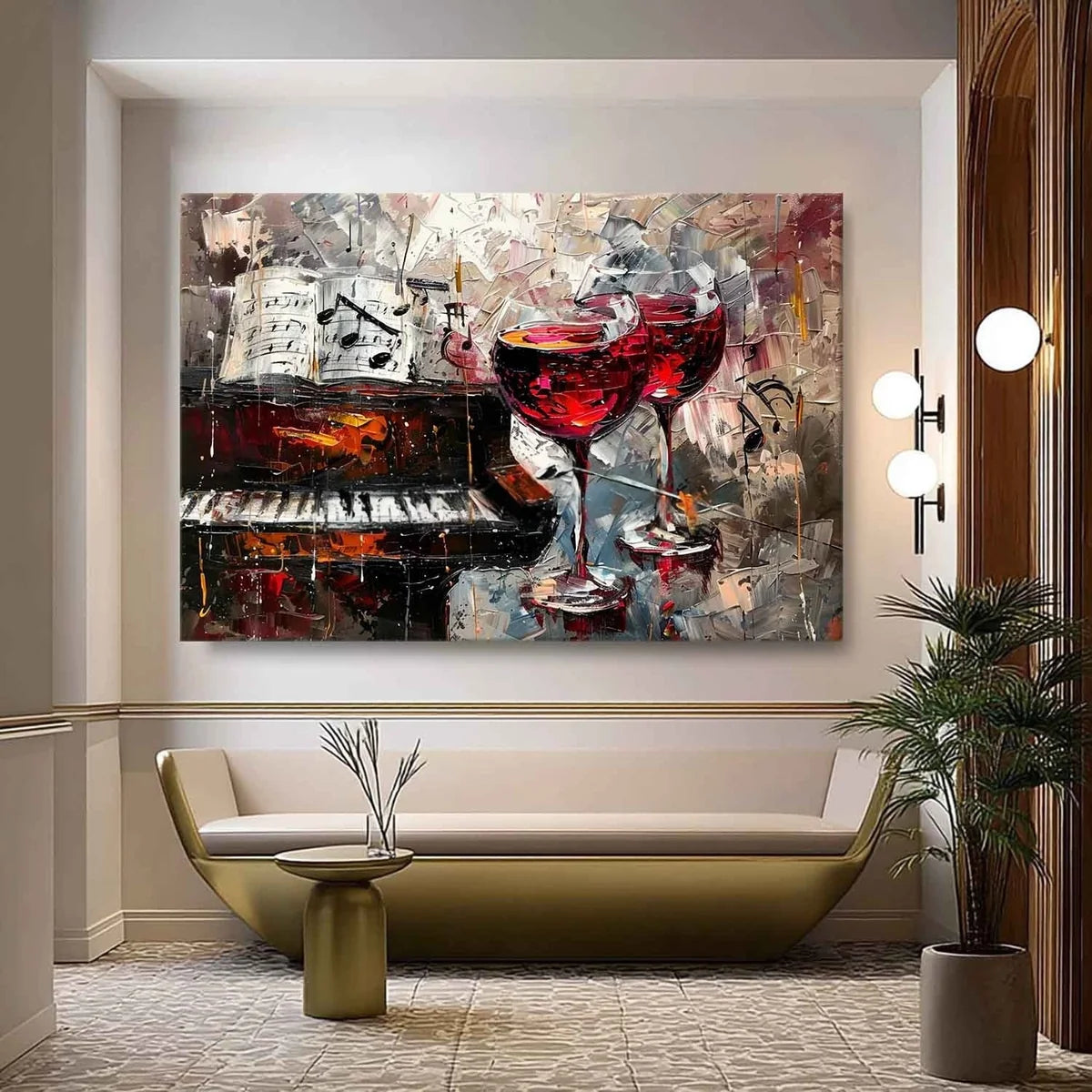 Wall Art Melodic Textured Wine Glass