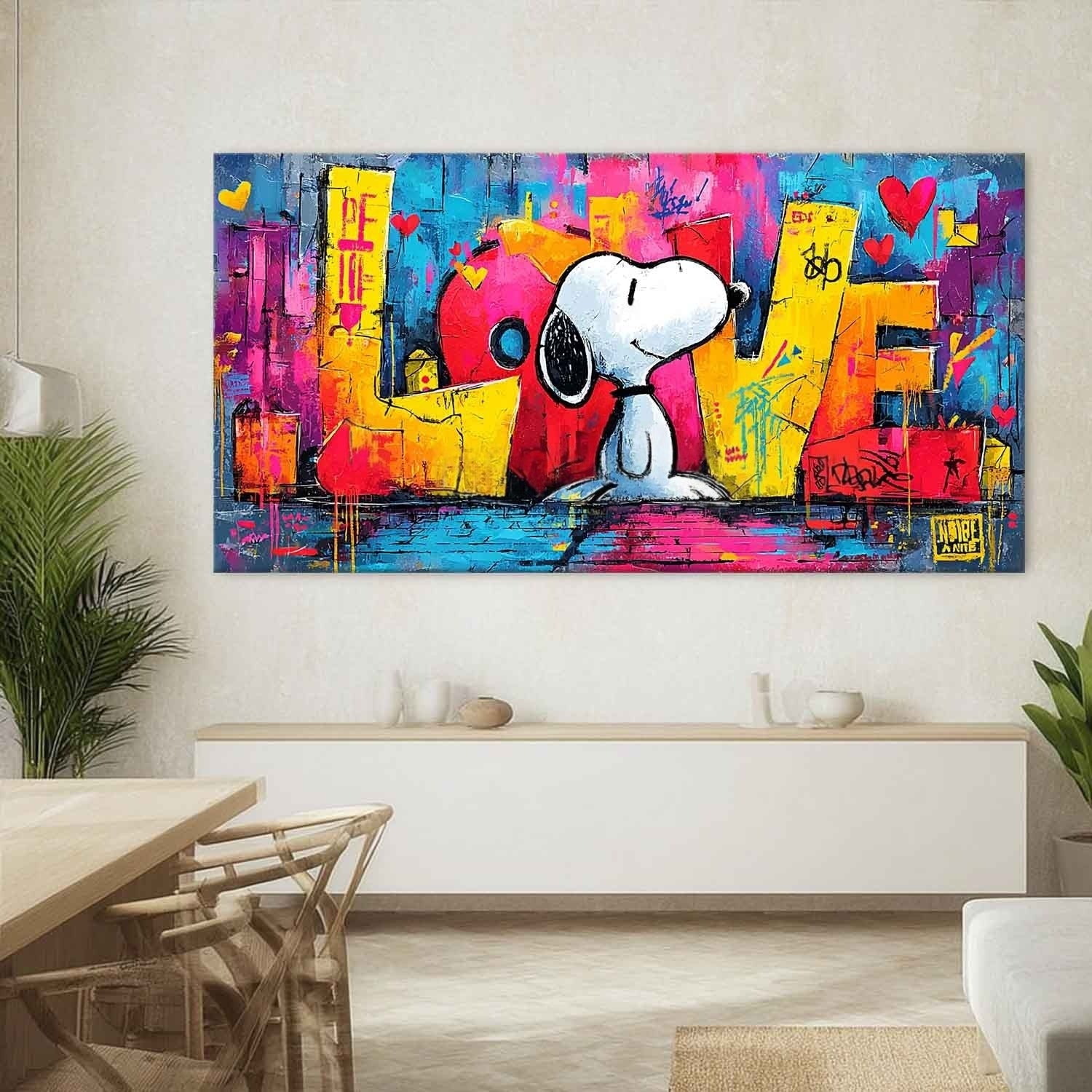 Snoopy Love Graffiti Pop Art Impasto Painting