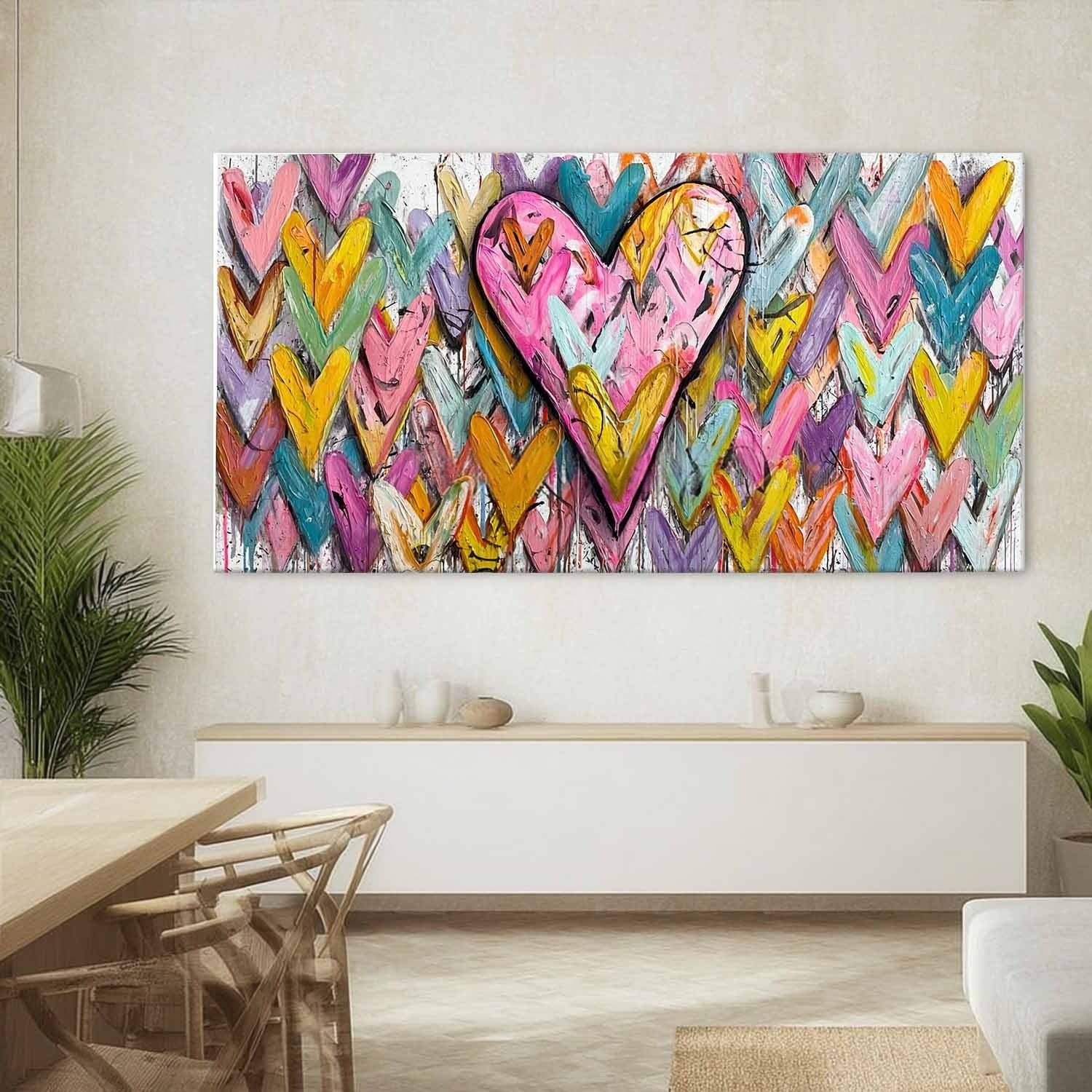 Wide Chevron Heart Impasto Painting