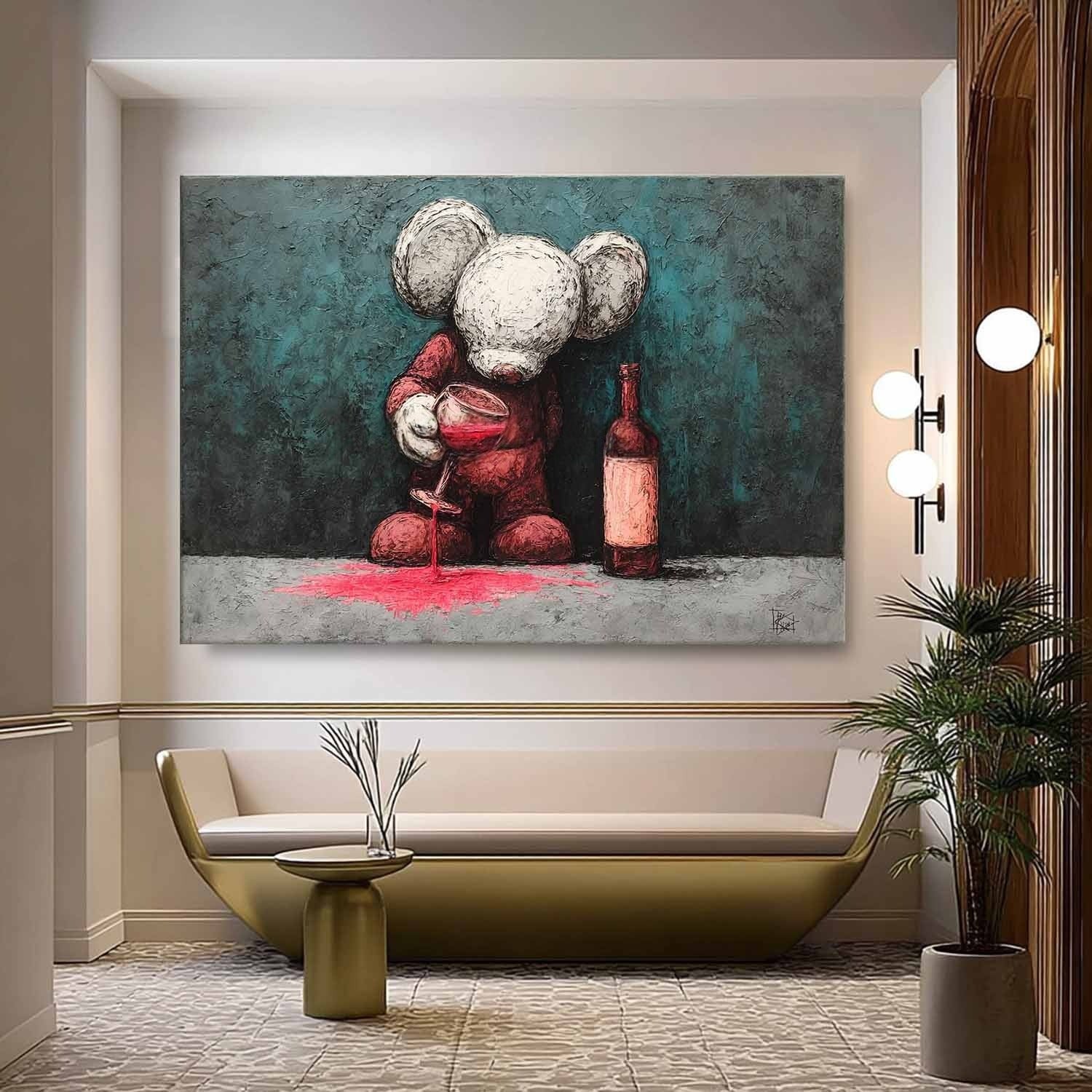 Wall Art Panoramic Textured Cartoon Character Scene Moody