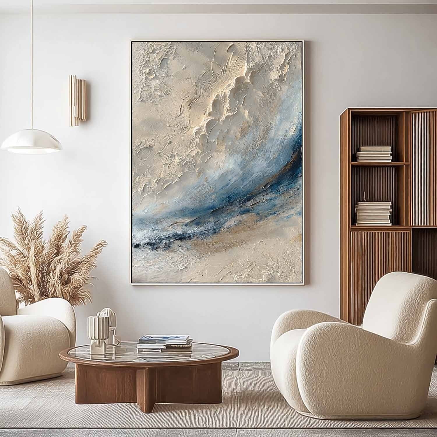 Wabi-Sabi Coastal Bas-Relief Painting
