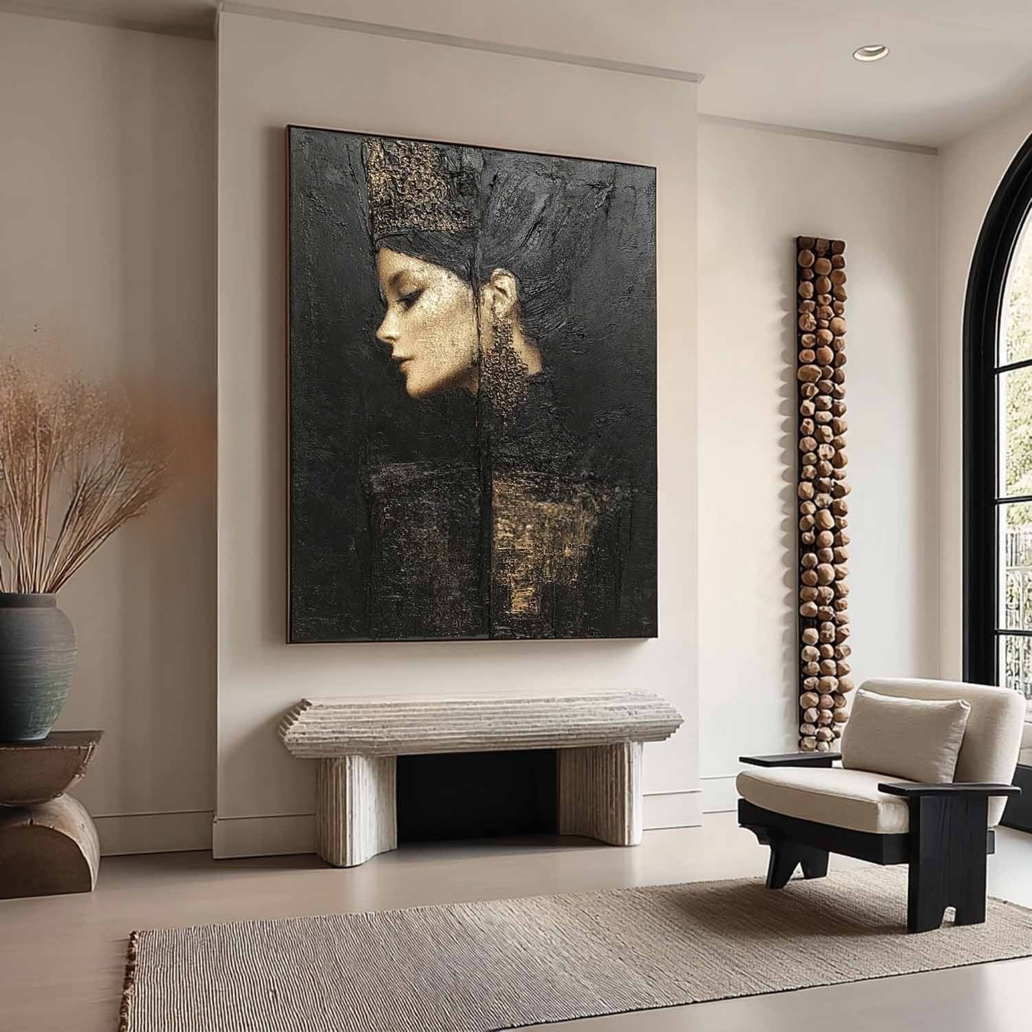 Wall Art Black Gold Female Profile Portrait