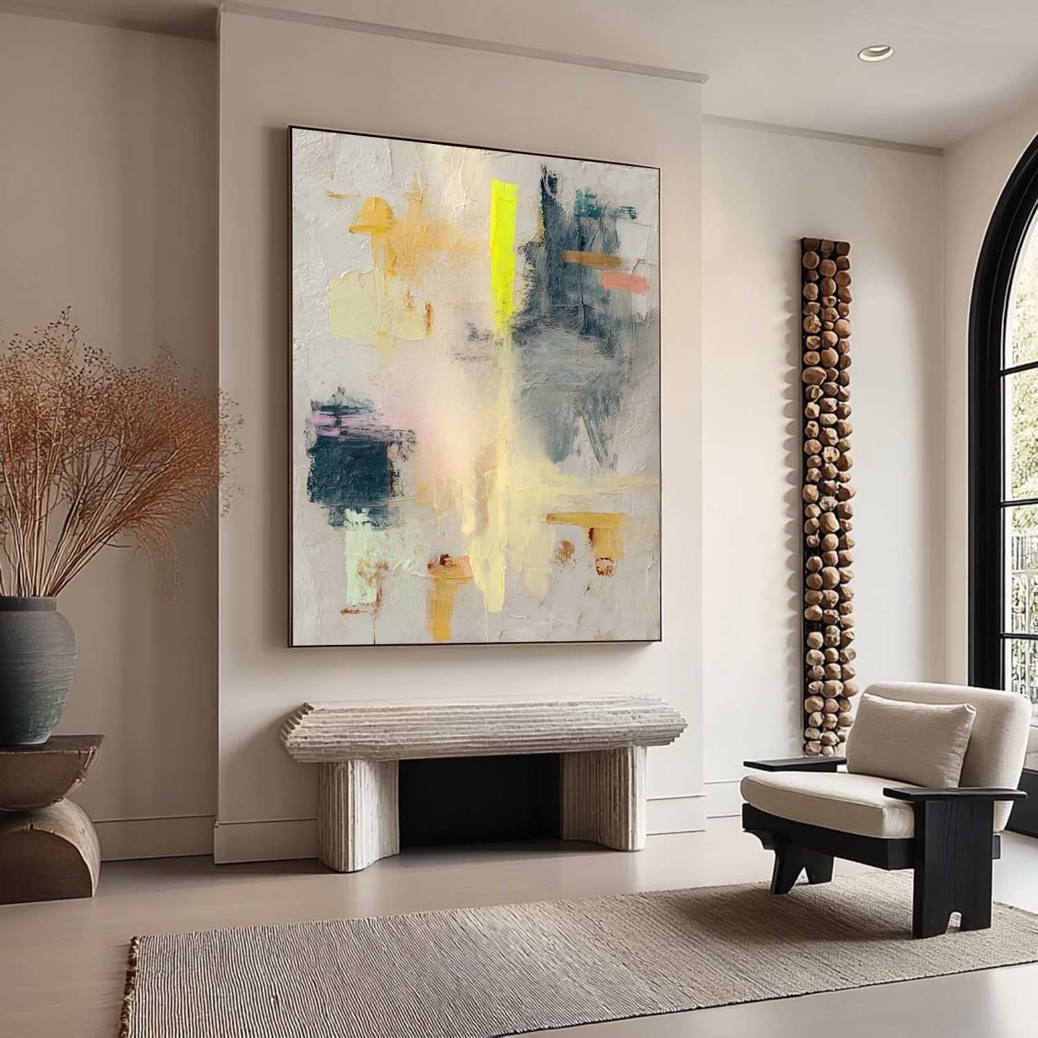 Wall Art Pastel Abstract Yellow Pink Teal